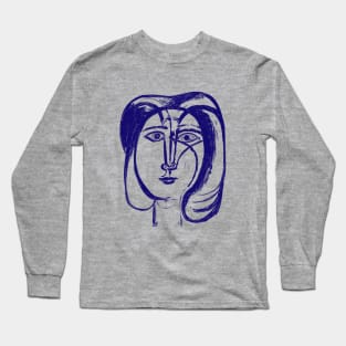 Picasso Woman's head #3 Blue Long Sleeve T-Shirt